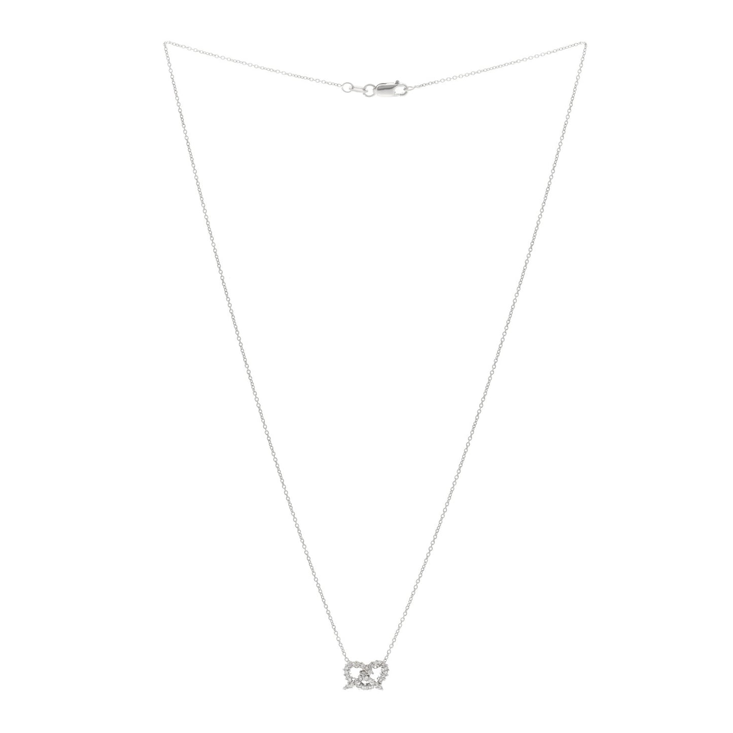 18K White Gold Diamond Tiny Treasures Pretzel Pendant Necklace