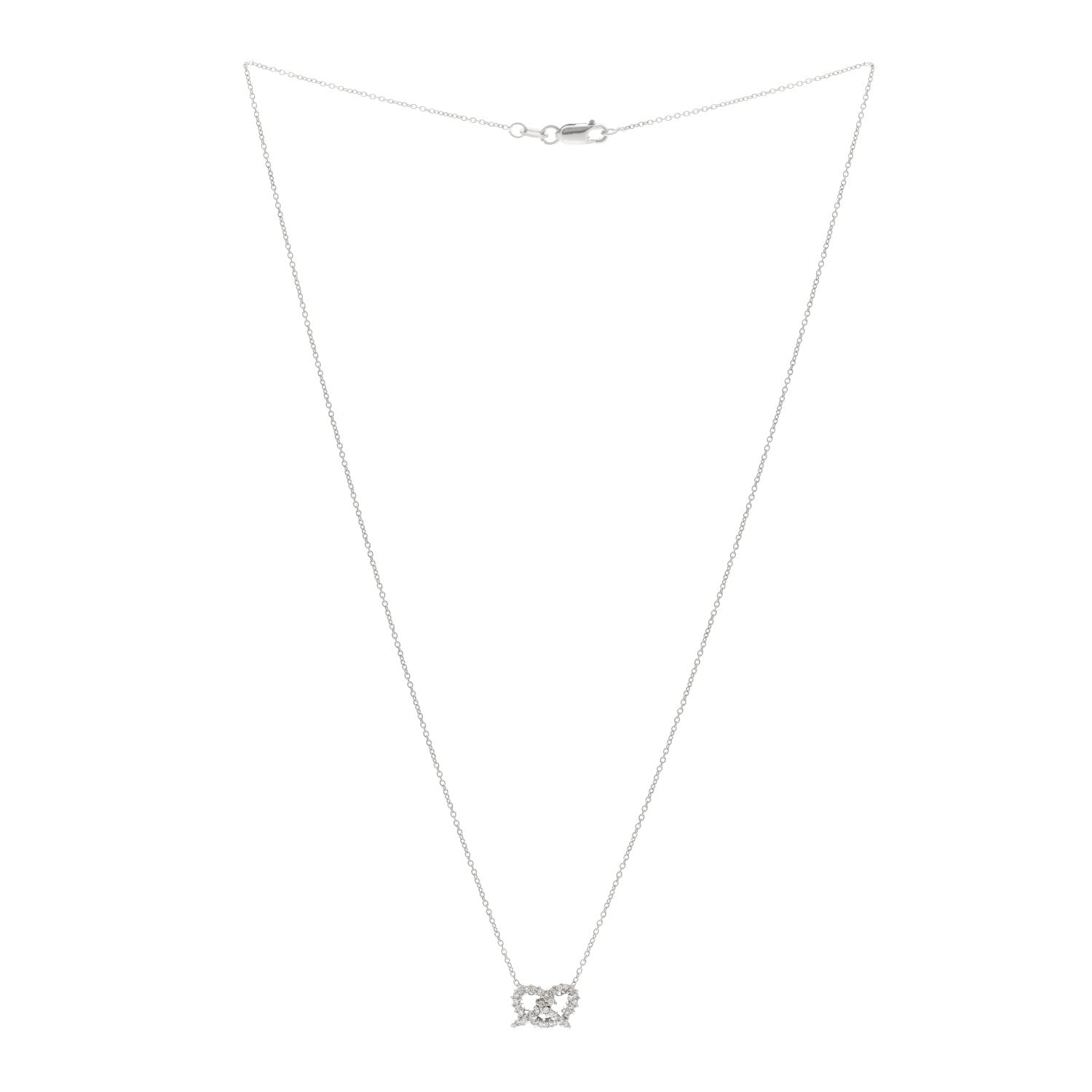 Roberto Coin 18K White Gold Diamond Tiny Treasures Pretzel Pendant Necklace 2 of 3