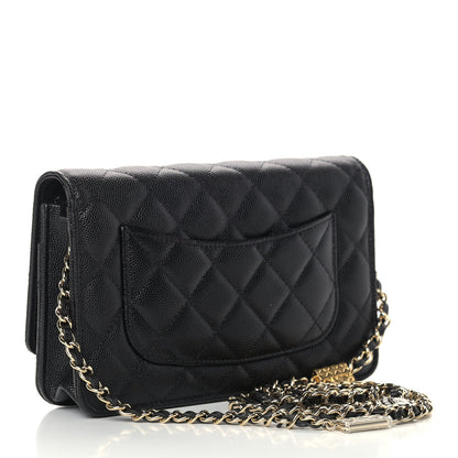 Chanel Caviar Quilted Wallet With Charms On Chain WOC Black 3 of 10