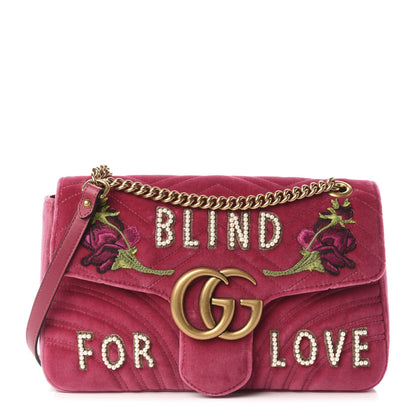 Gucci Velvet Matelasse Blind for Love Embroidered Medium GG Marmont Shoulder Bag Light Raspberry Rose Multicolor 1 of 11