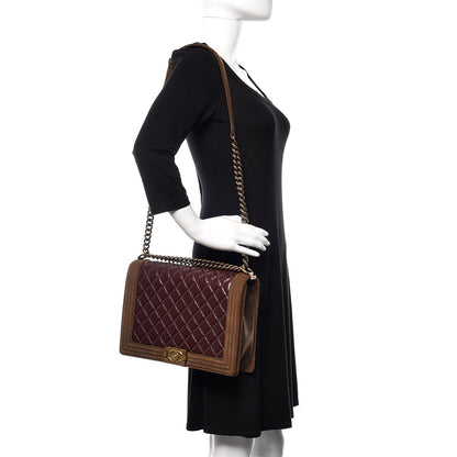 Chanel Aged Calfskin Nubuck Quilted Large Boy Flap Burgundy 2 of 10