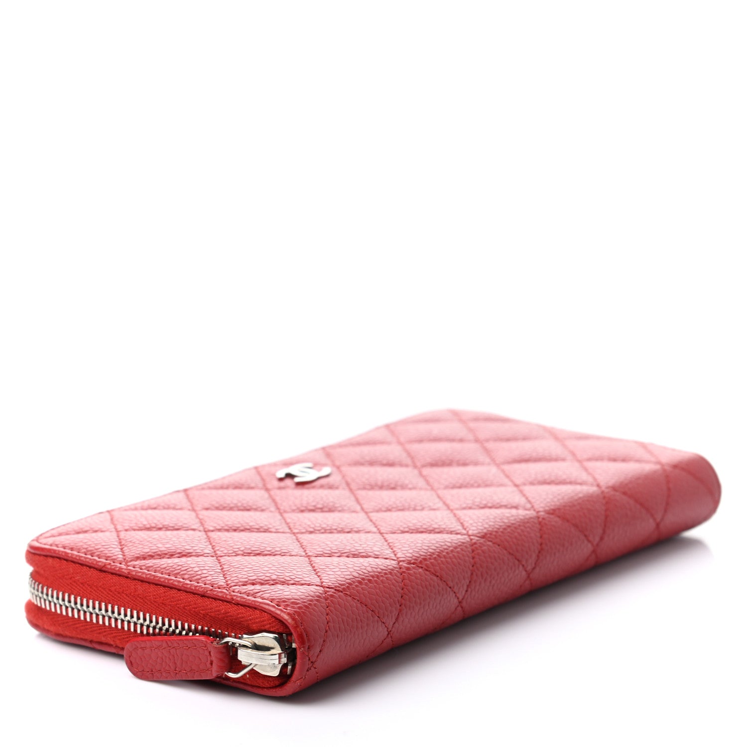 Chanel Caviar Quilted Large Gusset Zip Around Wallet Red 4 of 8