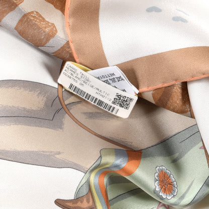 Hermes Silk Hermes Story Scarf 90 White Beige Multicolor 5 of 5