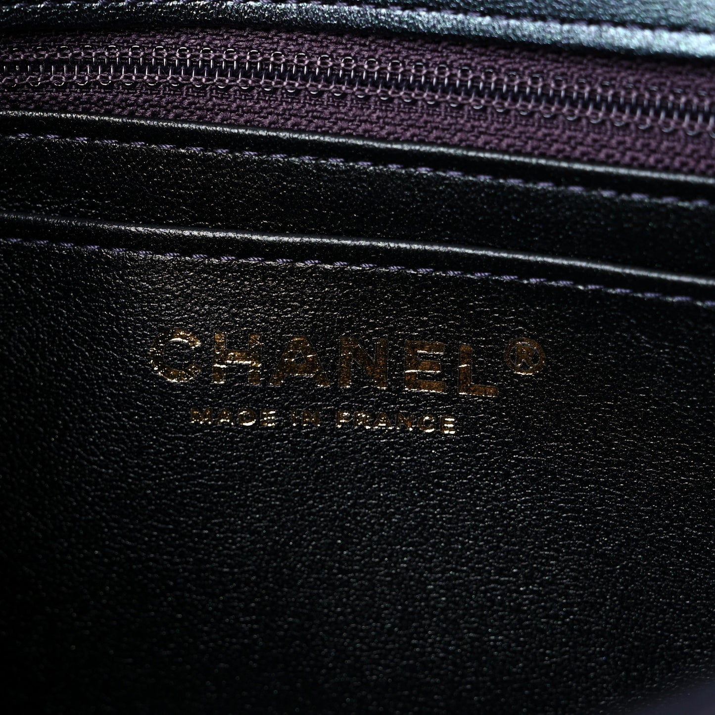 Iridescent Lambskin Quilted Mini Rectangular Flap Black