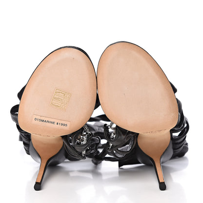 Jimmy Choo Lambskin Crystal Marine Ankle Wrap Sandals 39 Black 5 of 11