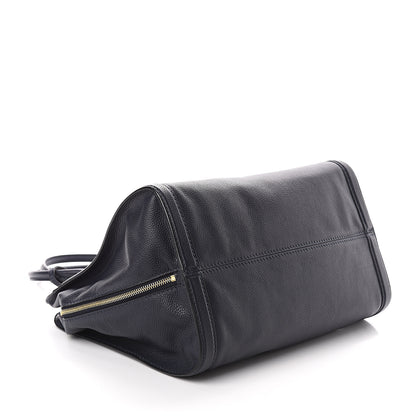 Alexander McQueen Pebbled Calfskin Large Skull Padlock Zip Around Tote Navy 3 of 8