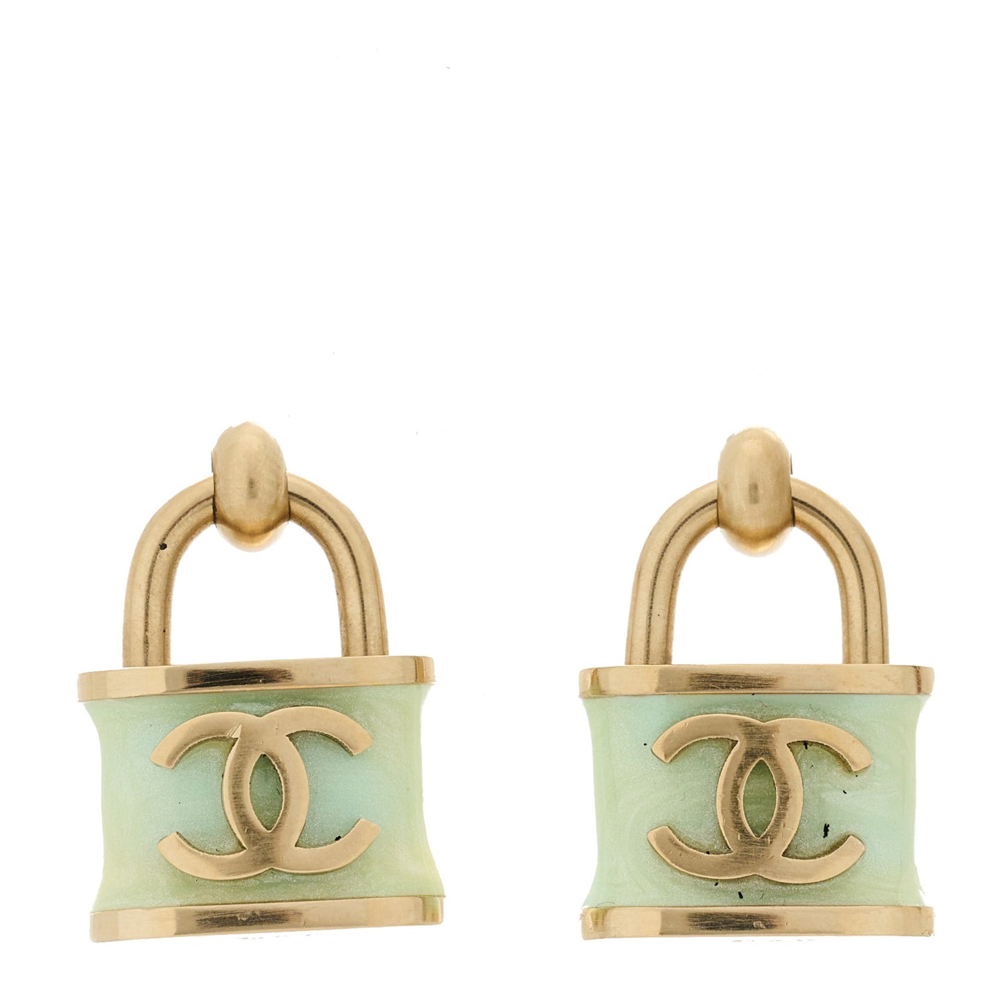 Resin Glitter Padlock CC Hoop Earrings Blue Gold