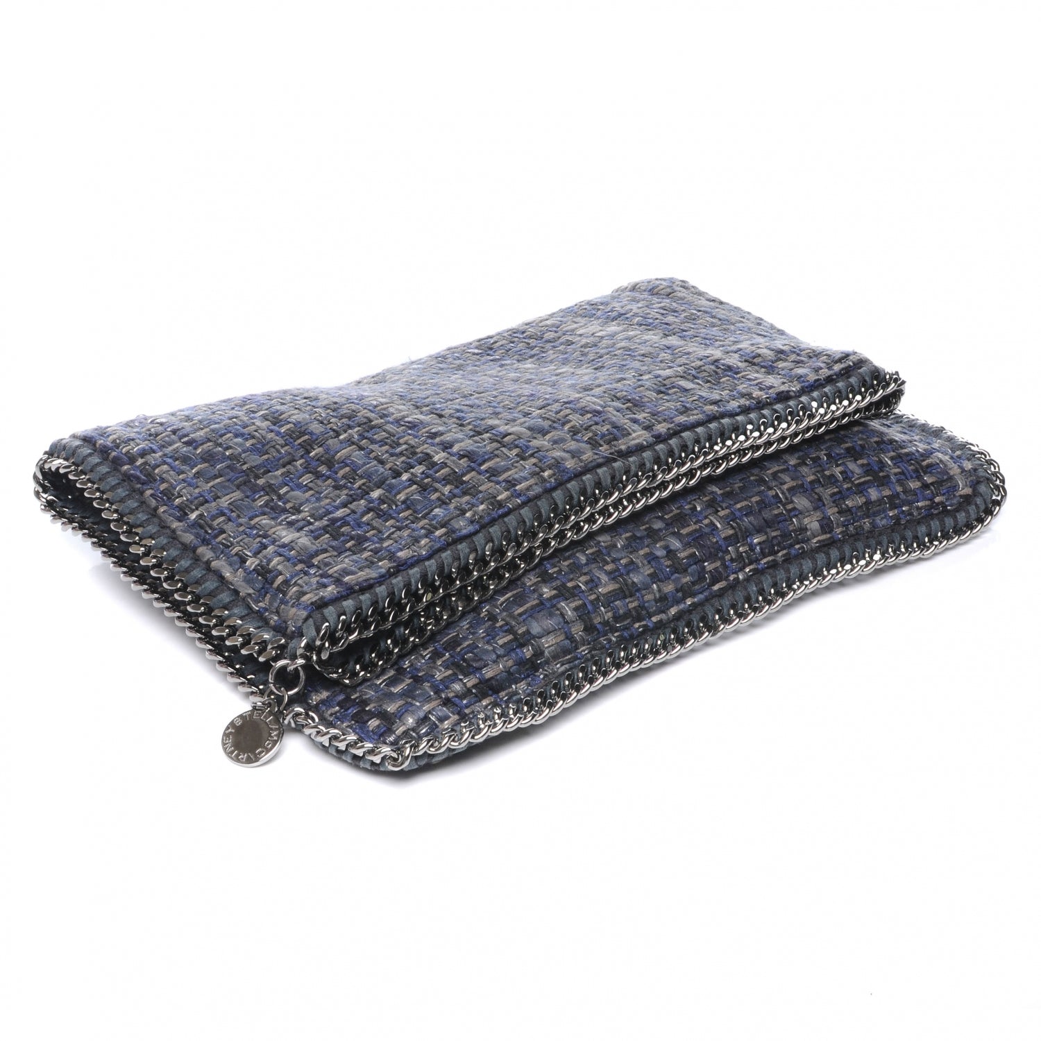 Stella McCartney Woven Boucle Fold Over Falabella Clutch Blue 4 of 9