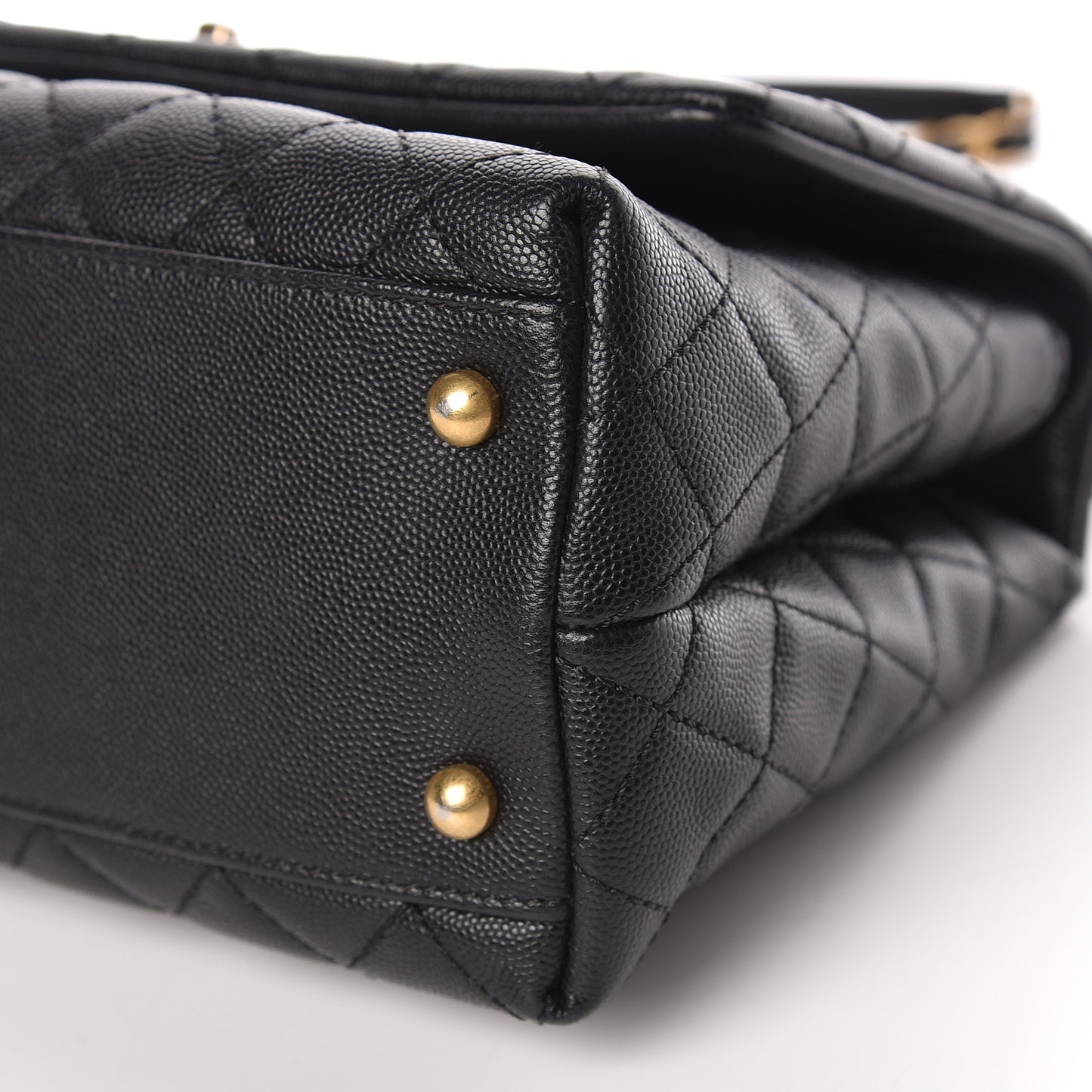 Caviar Lizard Quilted Small Coco Handle Flap Black