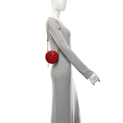 Chanel Lambskin Quilted Pillow Crush Round Clutch With Chain Red 11 of 11