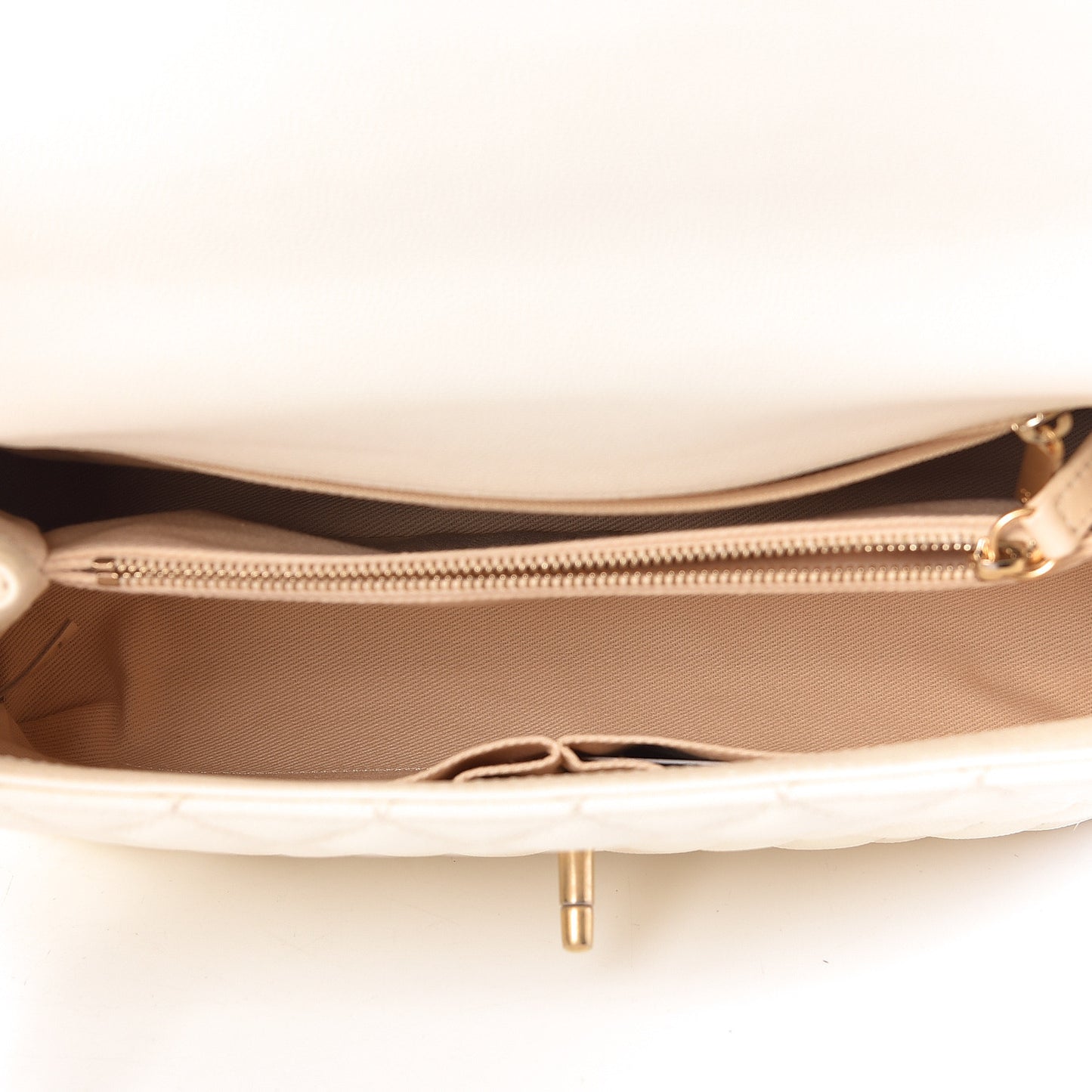 Caviar Quilted Small Coco Handle Flap White