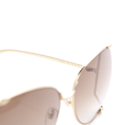 Gucci Oversized Round Sunglasses GG0252S Gold Brown 5 of 8