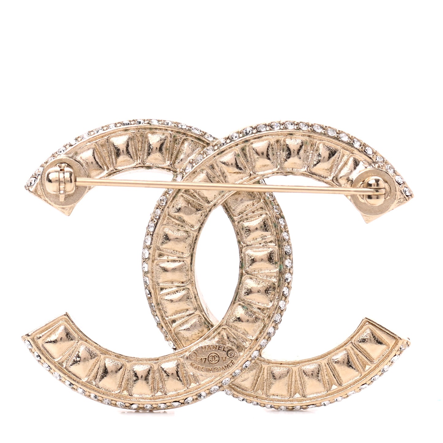 Baguette Crystal CC Brooch Gold