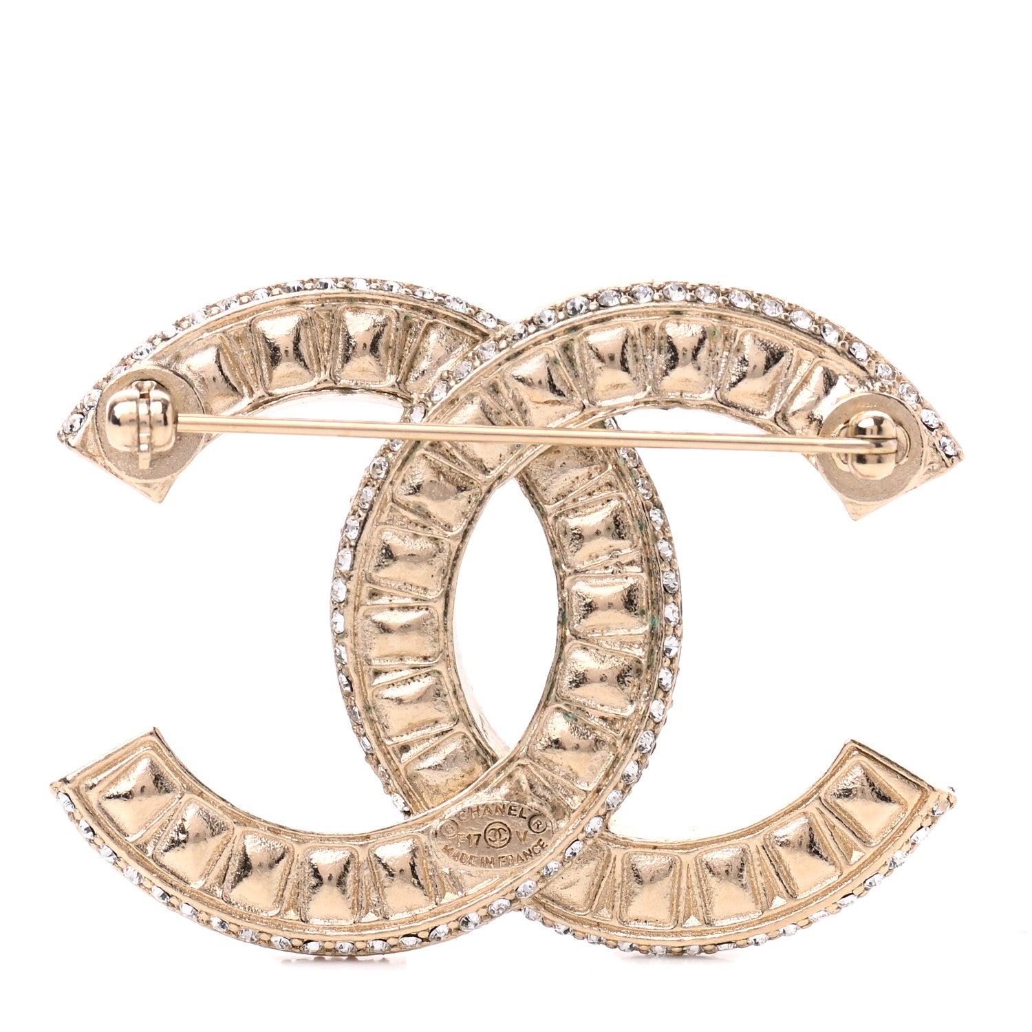 Chanel Baguette Crystal CC Brooch Gold 3 of 4