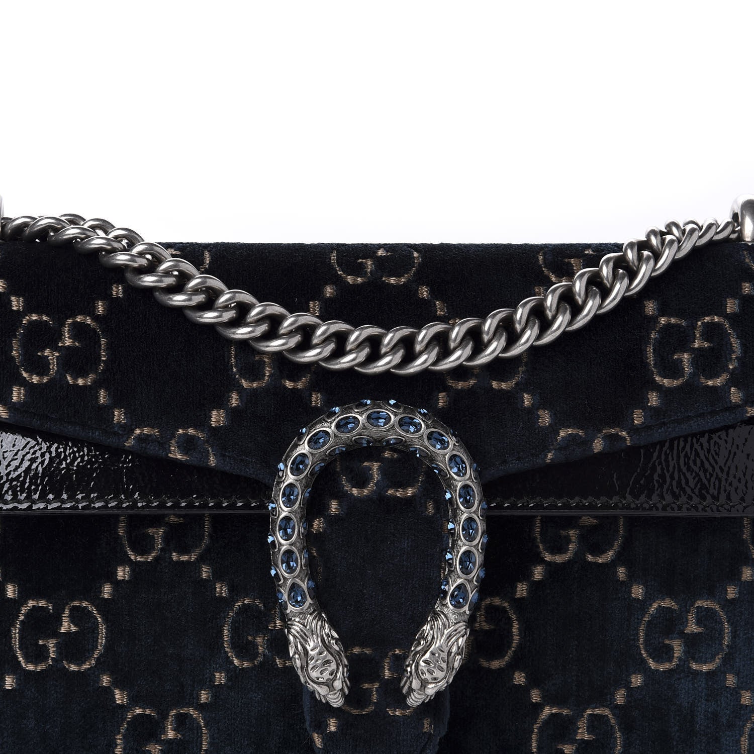 Gucci Velvet Skipper Crystal GG Monogram Small Dionysus Shoulder Bag Blue Beige Black 10 of 10