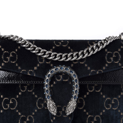 Gucci Velvet Skipper Crystal GG Monogram Small Dionysus Shoulder Bag Blue Beige Black 10 of 10