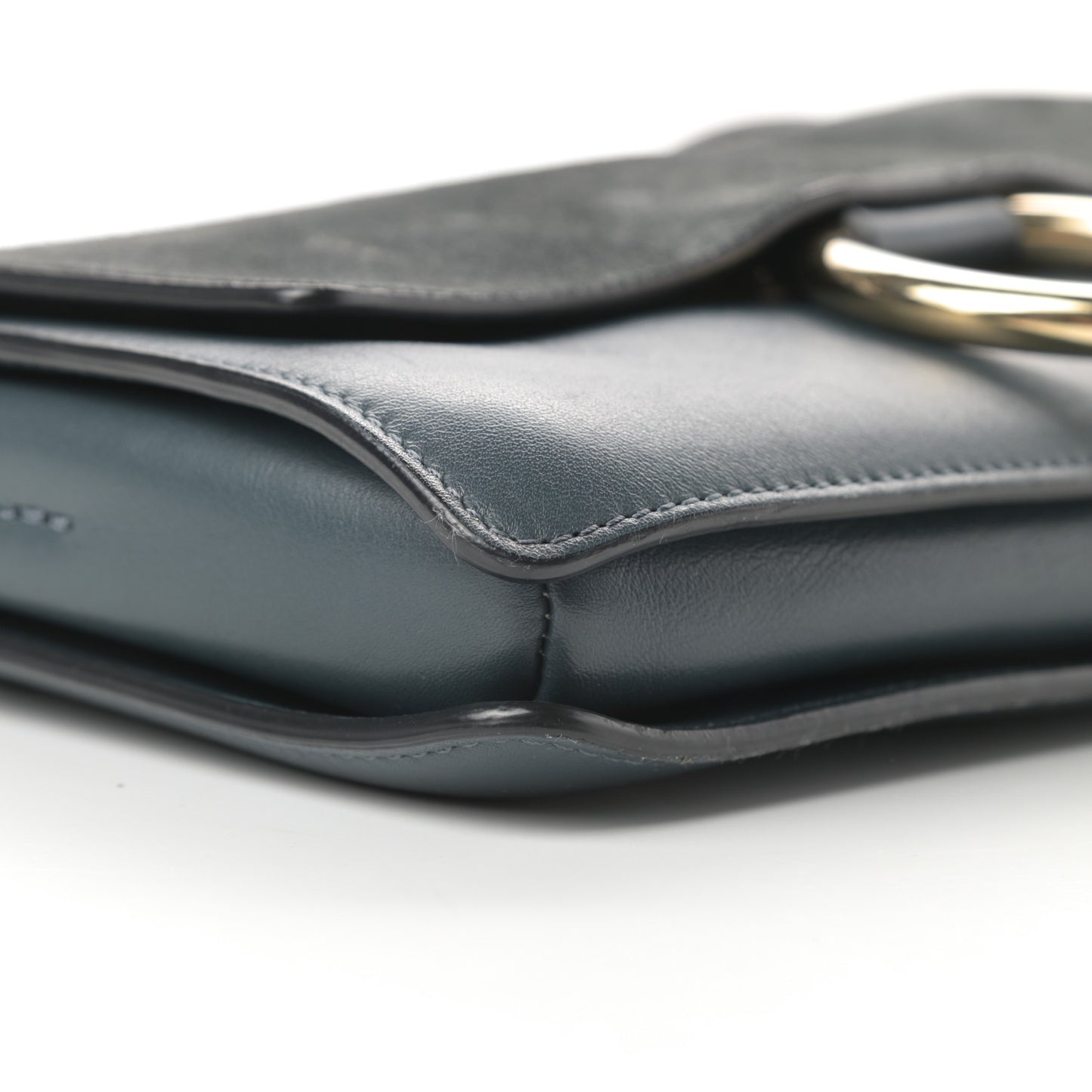 Suede Calfskin Small Faye Shoulder Bag Silver Blue