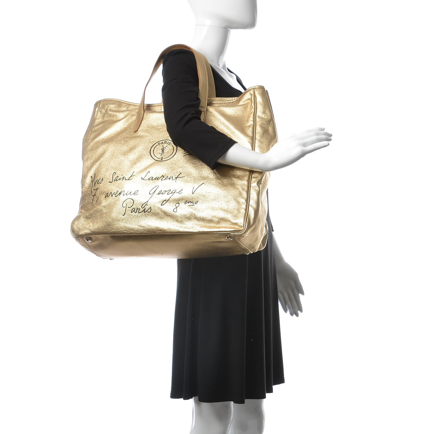Metallic Calfskin Y-Mail Tote Gold