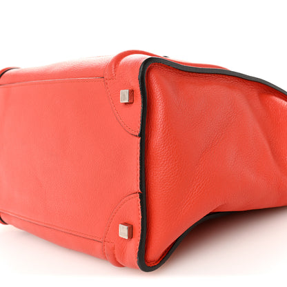 Celine Drummed Calfskin Mini Luggage Coquelicot 10 of 12