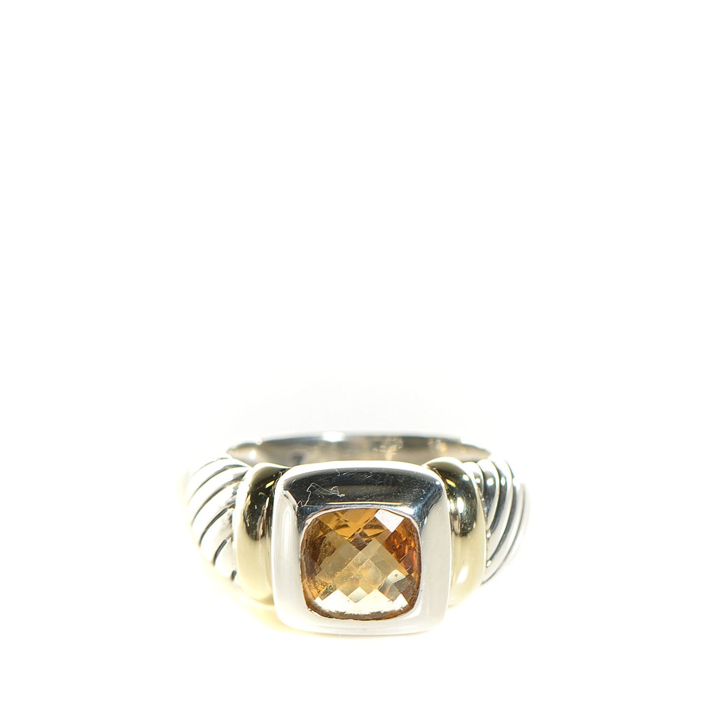 Sterling Silver 14K Yellow Gold Citrine 7mm Noblesse Ring 54 7