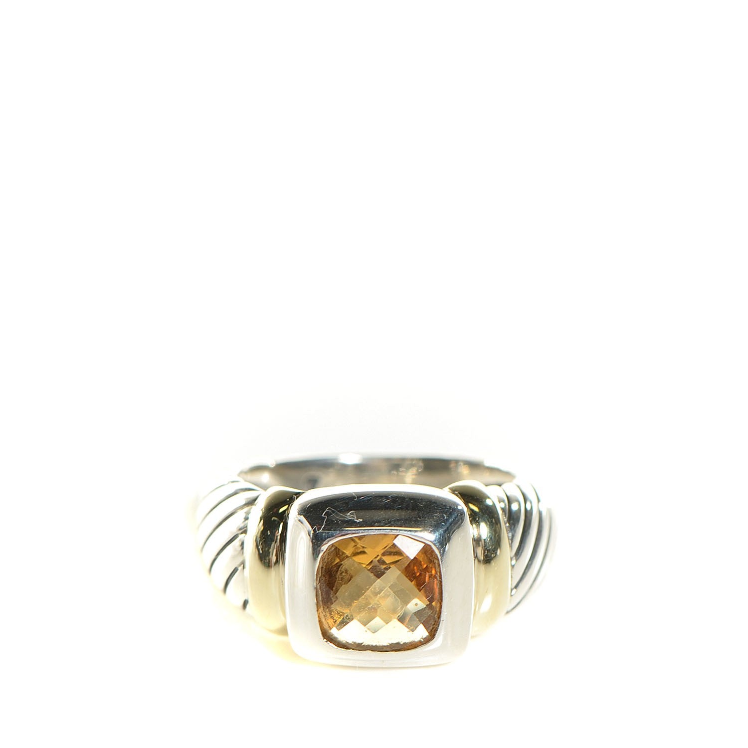 David Yurman Sterling Silver 14K Yellow Gold Citrine 7mm Noblesse Ring 54 7 1 of 5