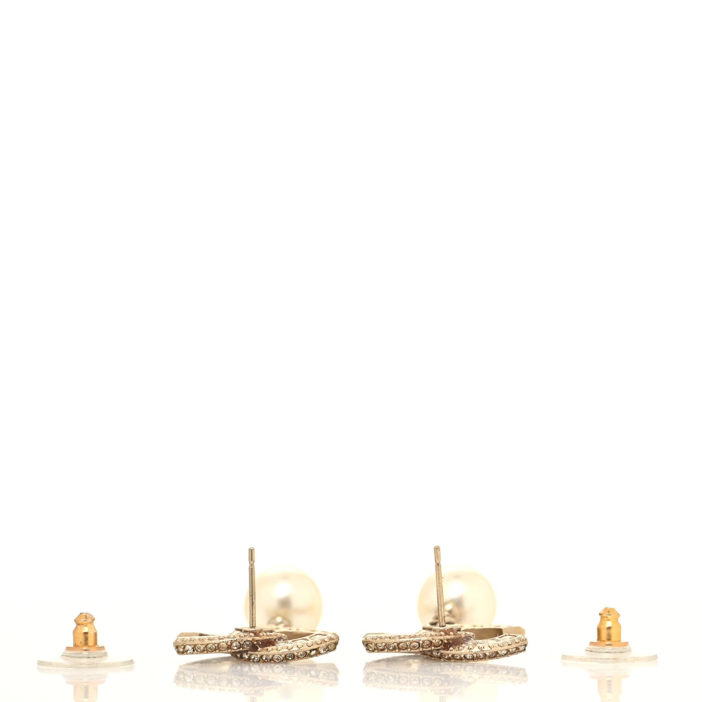Crystal Pearl CC Drop Earrings Gold