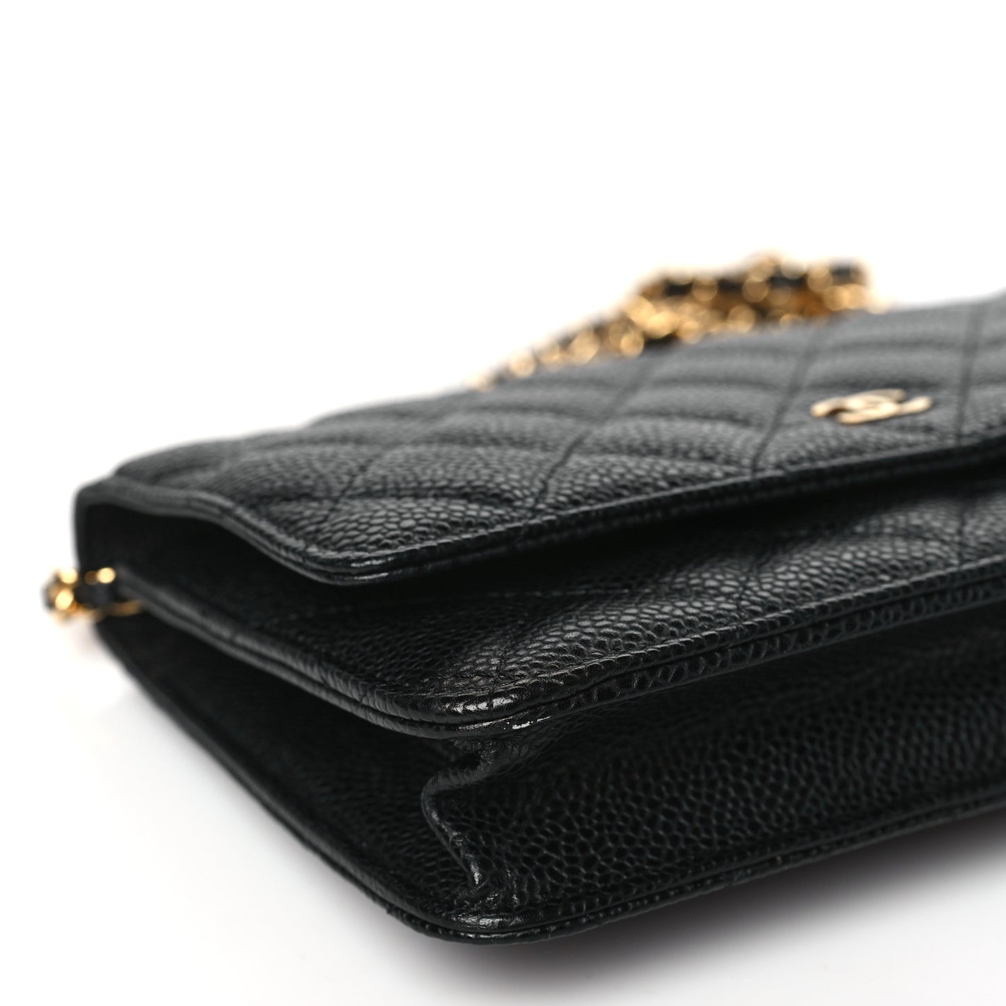 Caviar Quilted Wallet on Chain WOC Black