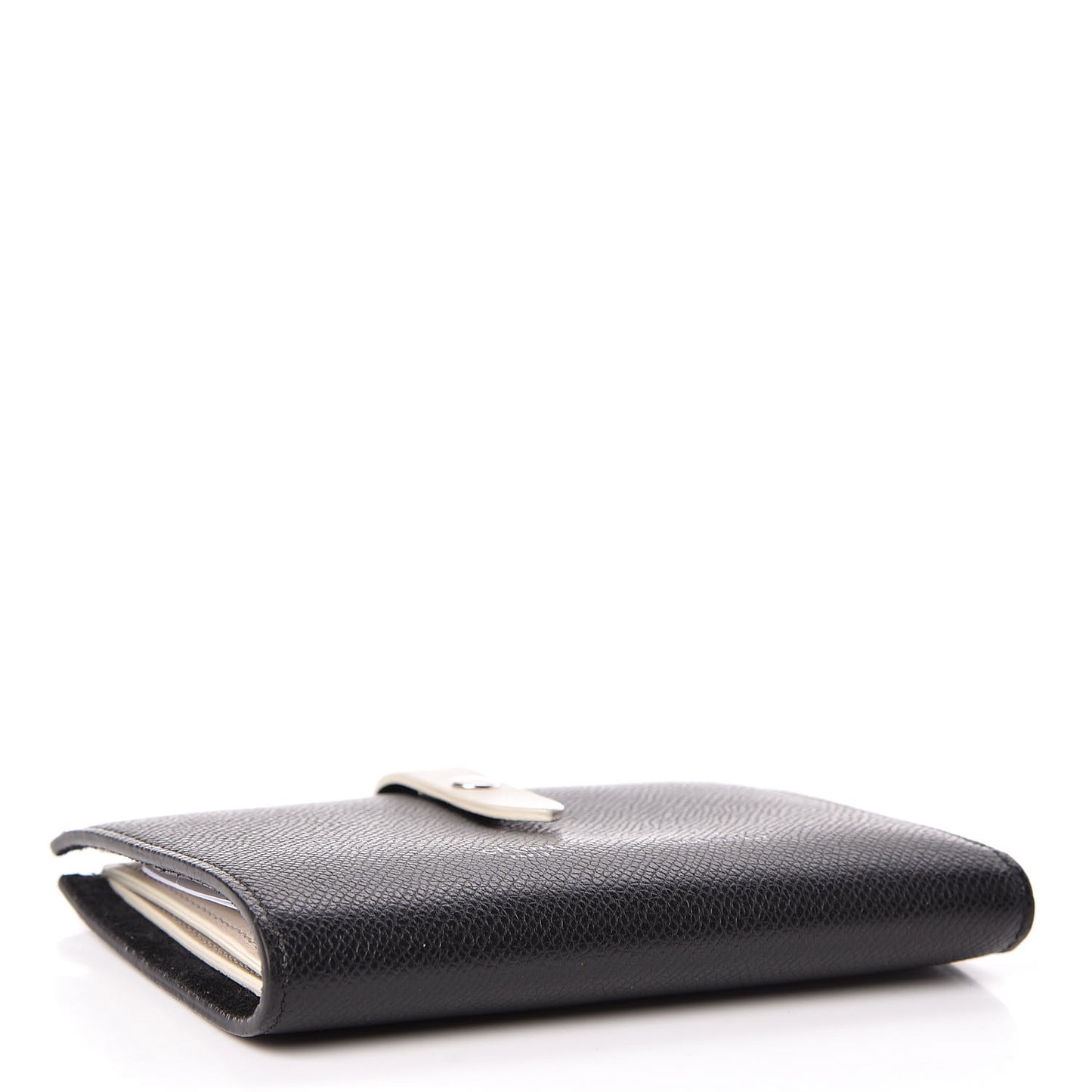 Grained Calfskin Medium Multifunction Strap Wallet Black Chalk