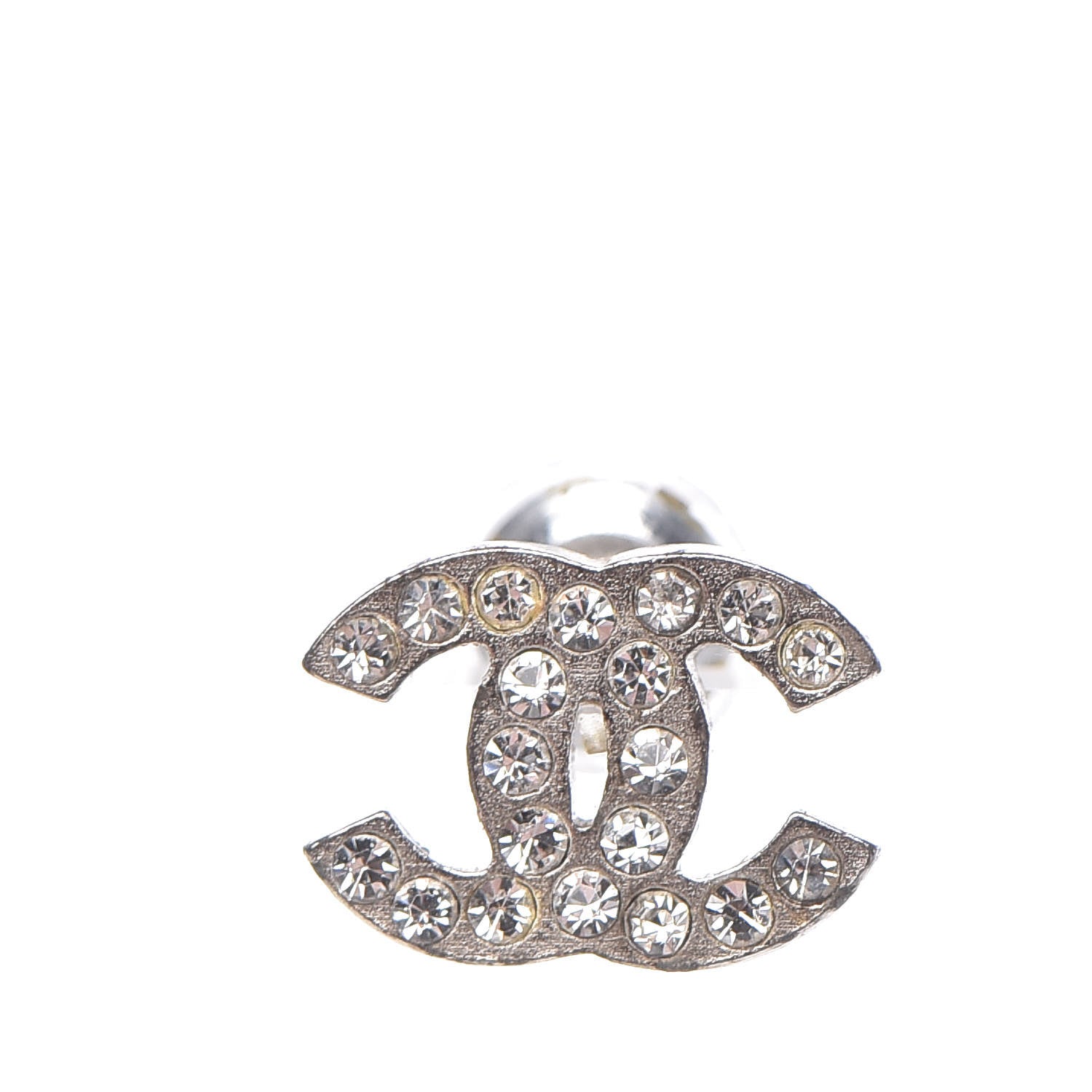 Chanel Crystal Mini Timeless CC Earrings Silver 3 of 5