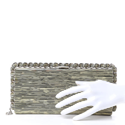 Chanel Patent Calfskin Striped Clutch Black 2 of 9