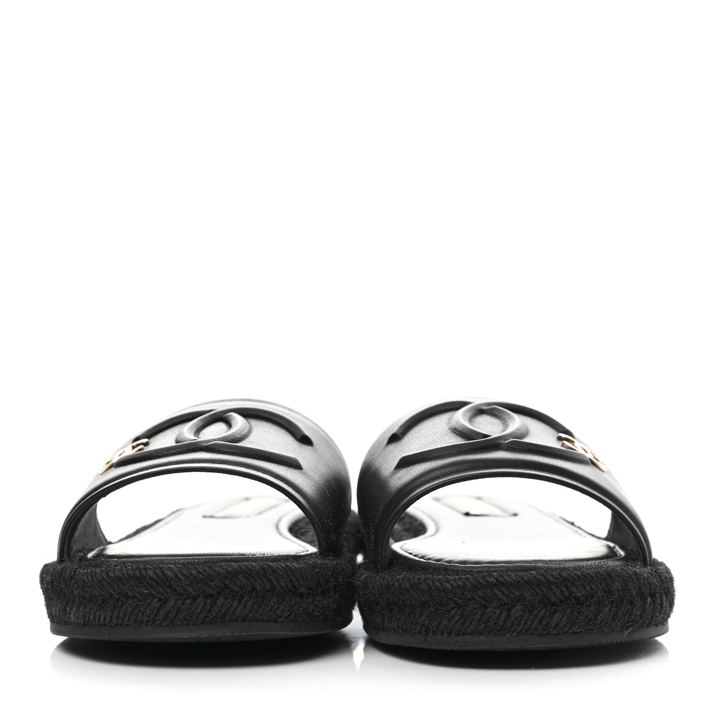Lambskin Espadrille Mule Sandals 37 Black
