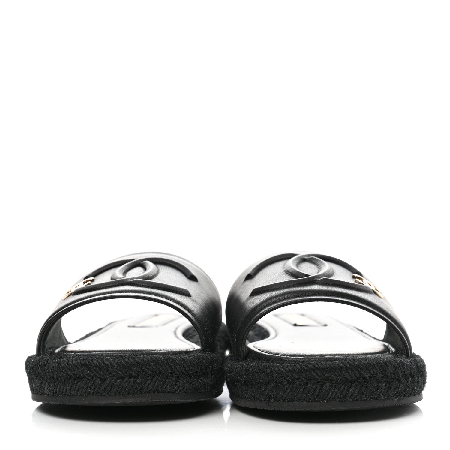 Chanel Lambskin Espadrille Mule Sandals 37 Black 2 of 8