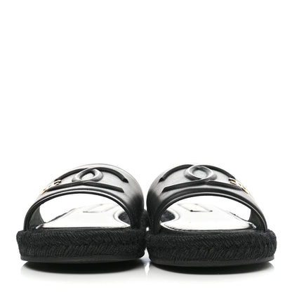 Chanel Lambskin Espadrille Mule Sandals 37 Black 2 of 8