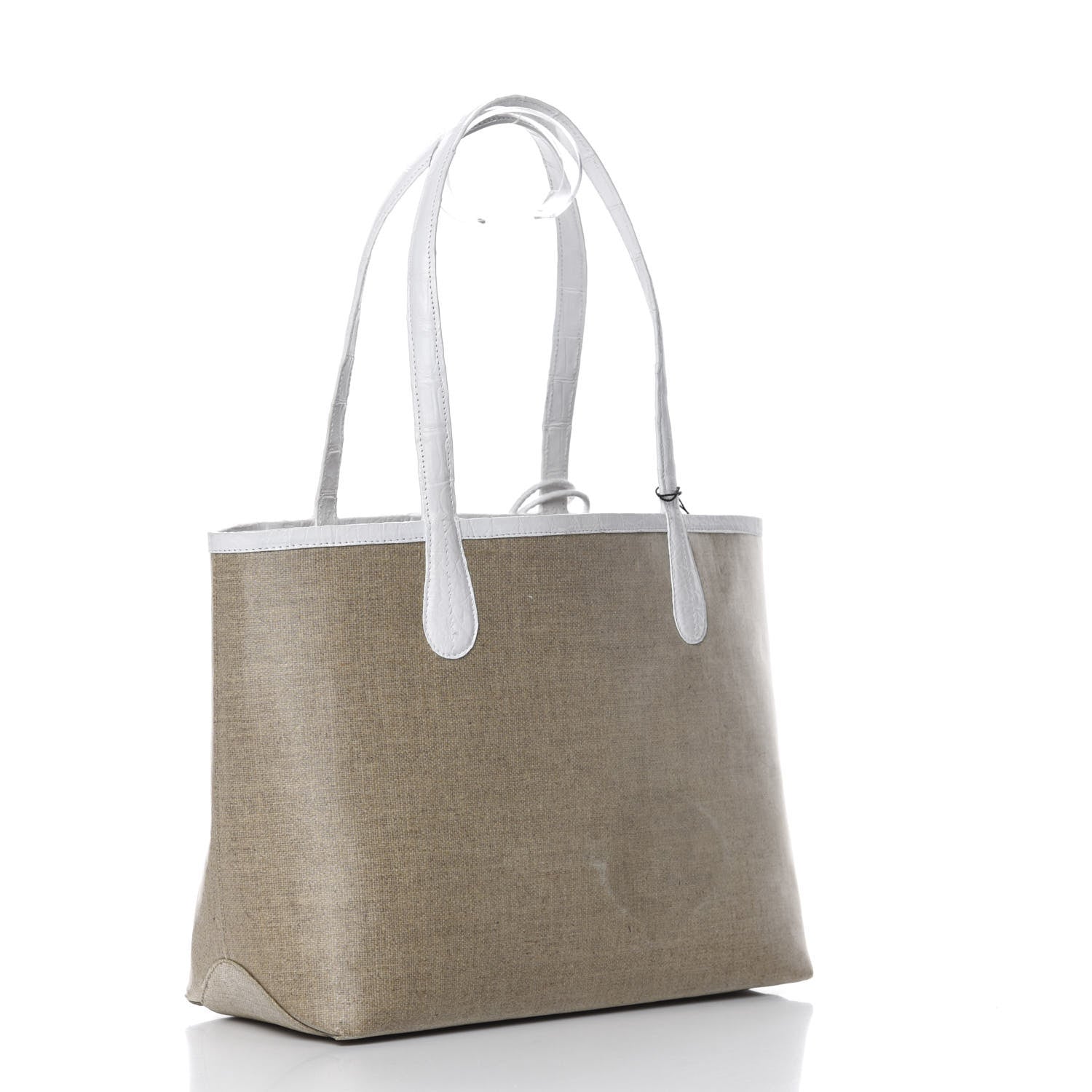 Nancy Gonzalez Linen Crocodile Erica Shopper Tote White 2 of 10