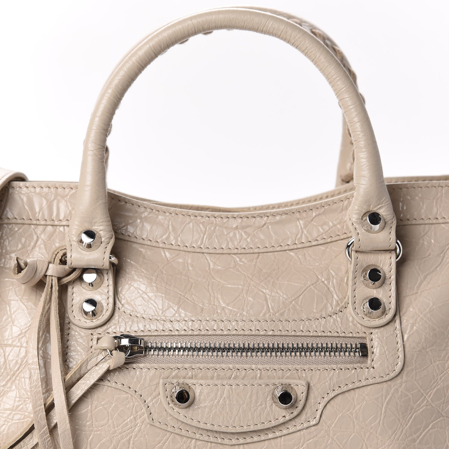 Balenciaga Agneau Classic Silver Hardware S City Logo Strap Light Beige Black 11 of 11