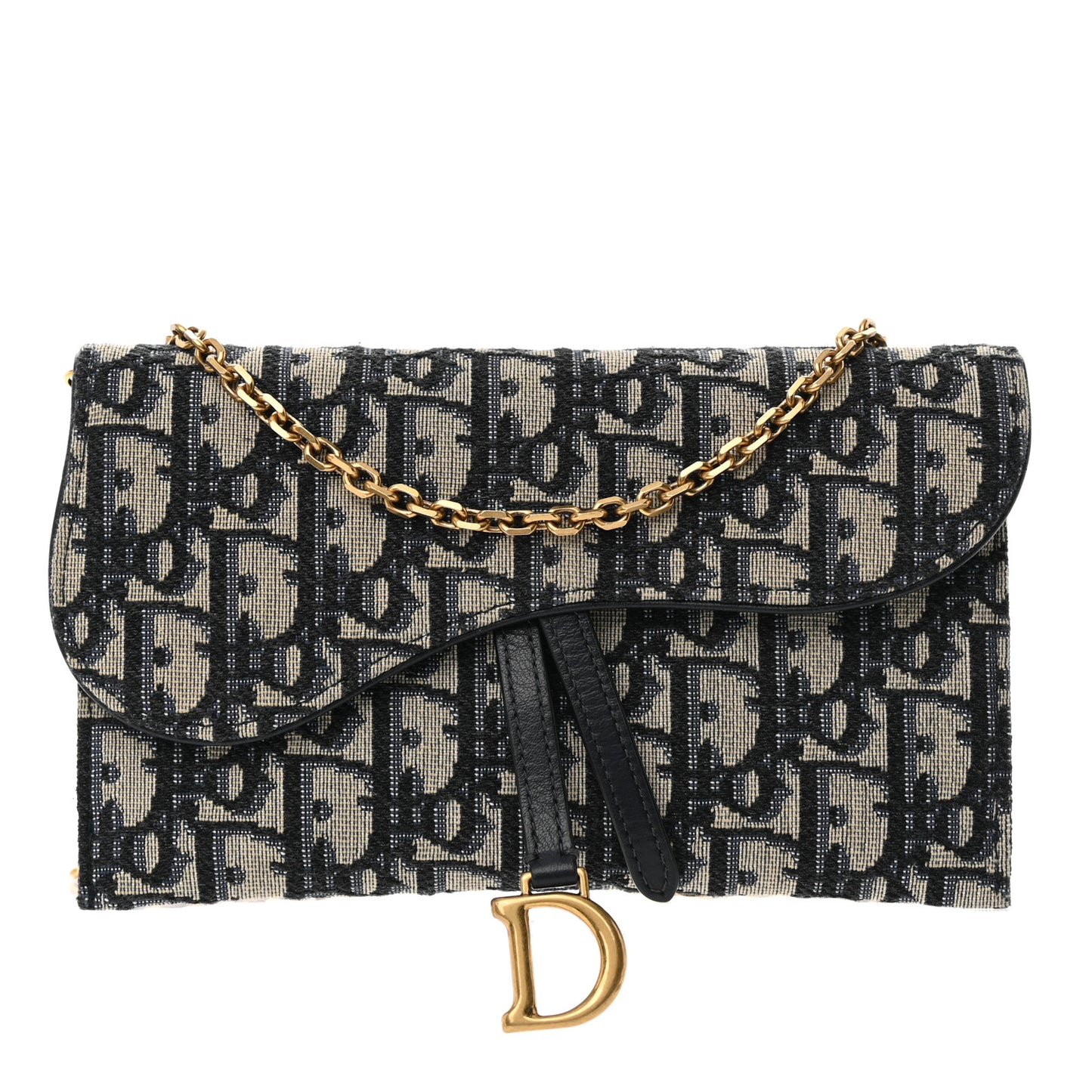 Oblique Saddle Chain Long Wallet Blue