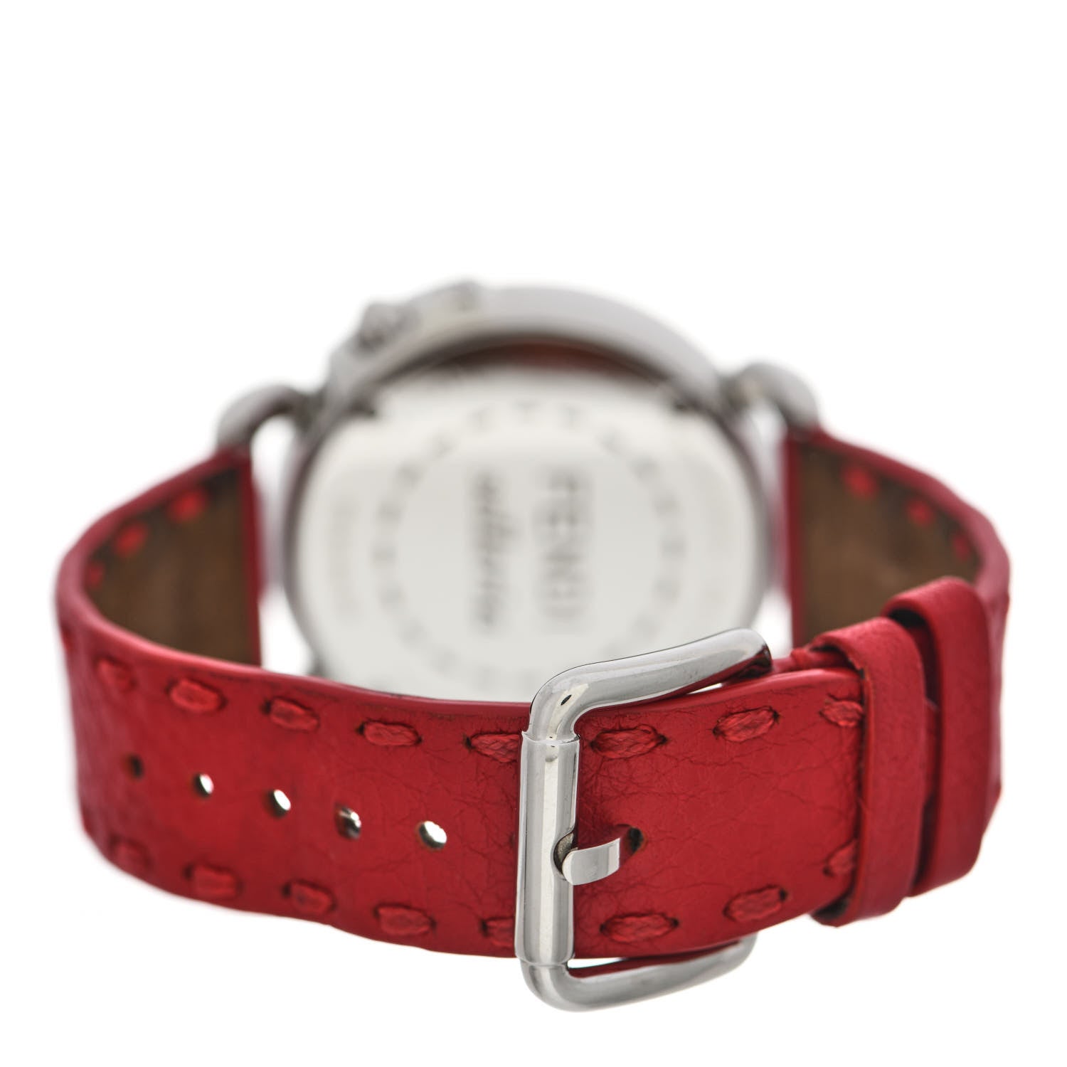 Fendi Stainless Steel Calfskin Mother of Pearl 37mm Selleria Quartz Watch Red 3 of 8