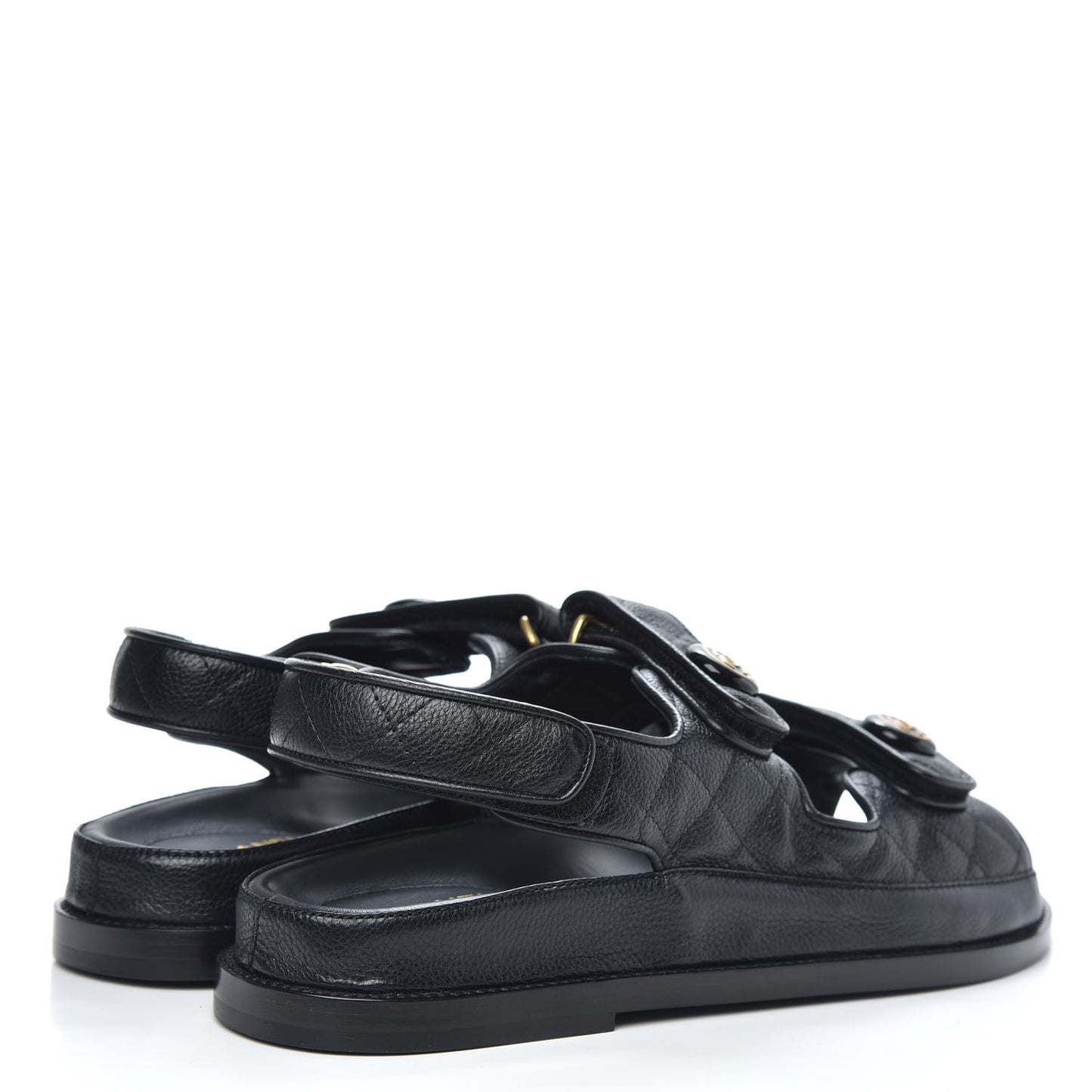 Grained Calfskin Velcro Dad Sandals 40 Black