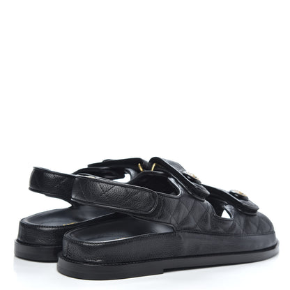 Chanel Grained Calfskin Velcro Dad Sandals 40 Black 4 of 9