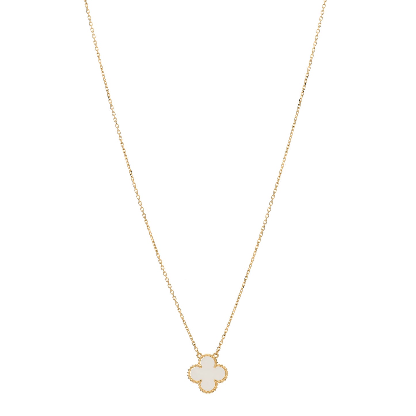 18K Yellow Gold Mother of Pearl Vintage Alhambra Pendant Necklace