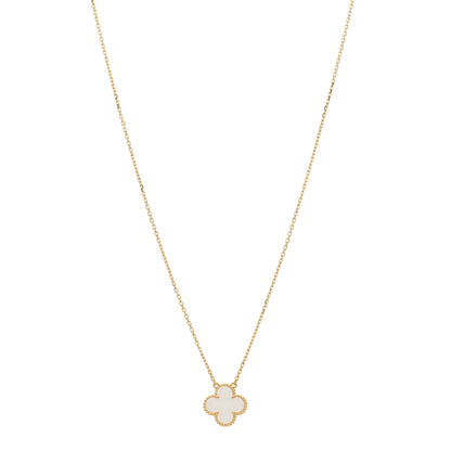 Van Cleef & Arpels 18K Yellow Gold Mother of Pearl Vintage Alhambra Pendant Necklace 1 of 4
