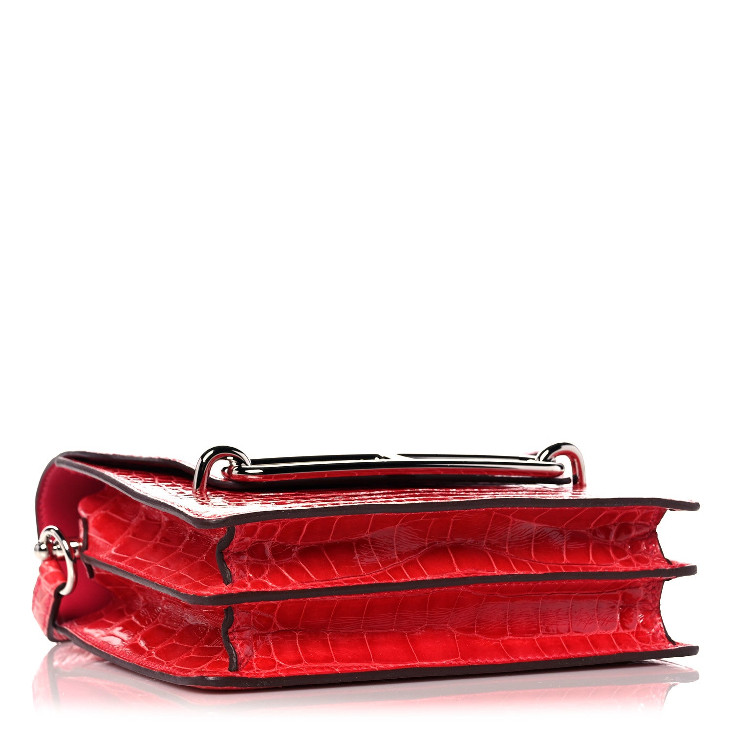 Hermes Shiny Alligator Mini Sac Roulis Bougainvillea 4 of 16