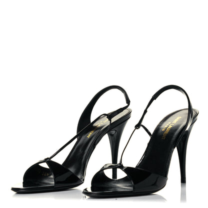 Saint Laurent Patent Calfskin Anouk 110 Sandals 36.5 Black 2 of 7