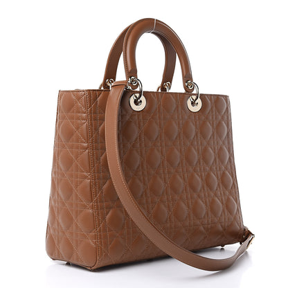 Christian Dior Lambskin Cannage Large Lady Dior Tan 3 of 9