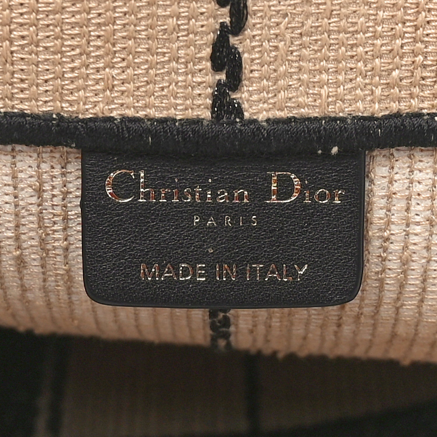 Christian Dior Canvas Embroidered Large Bayadere Book Tote Black Beige 6 of 11