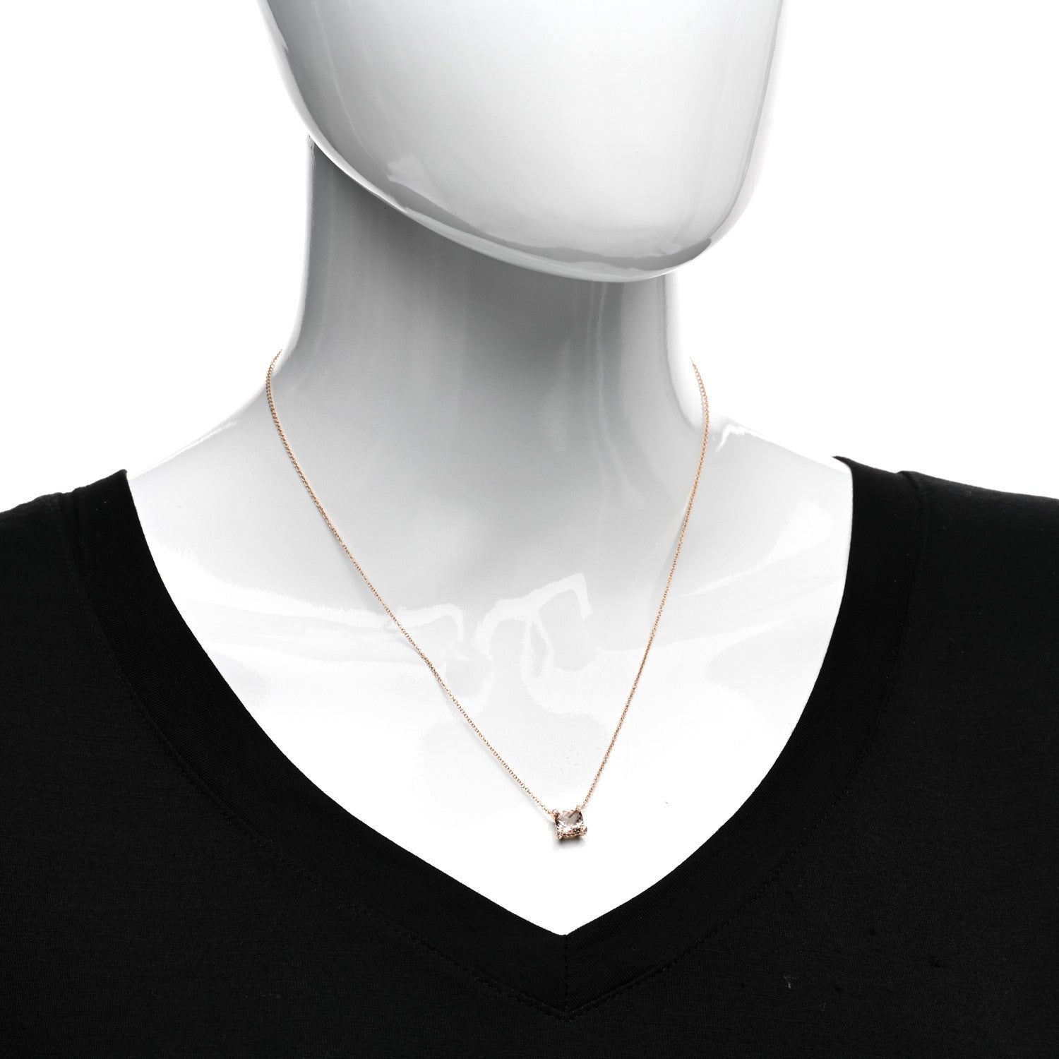 David Yurman 18K Rose Gold Diamond Morganite 7mm Petite Chatelaine Pendant Necklace 2 of 4