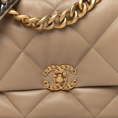 Chanel Lambskin Quilted Large Chanel 19 Flap Dark Beige 8 of 11