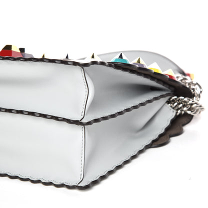 Fendi Vitello Liberty Scalloped Spike Studded Kan I Shoulder Bag Grigio Perla Multicolor 10 of 11