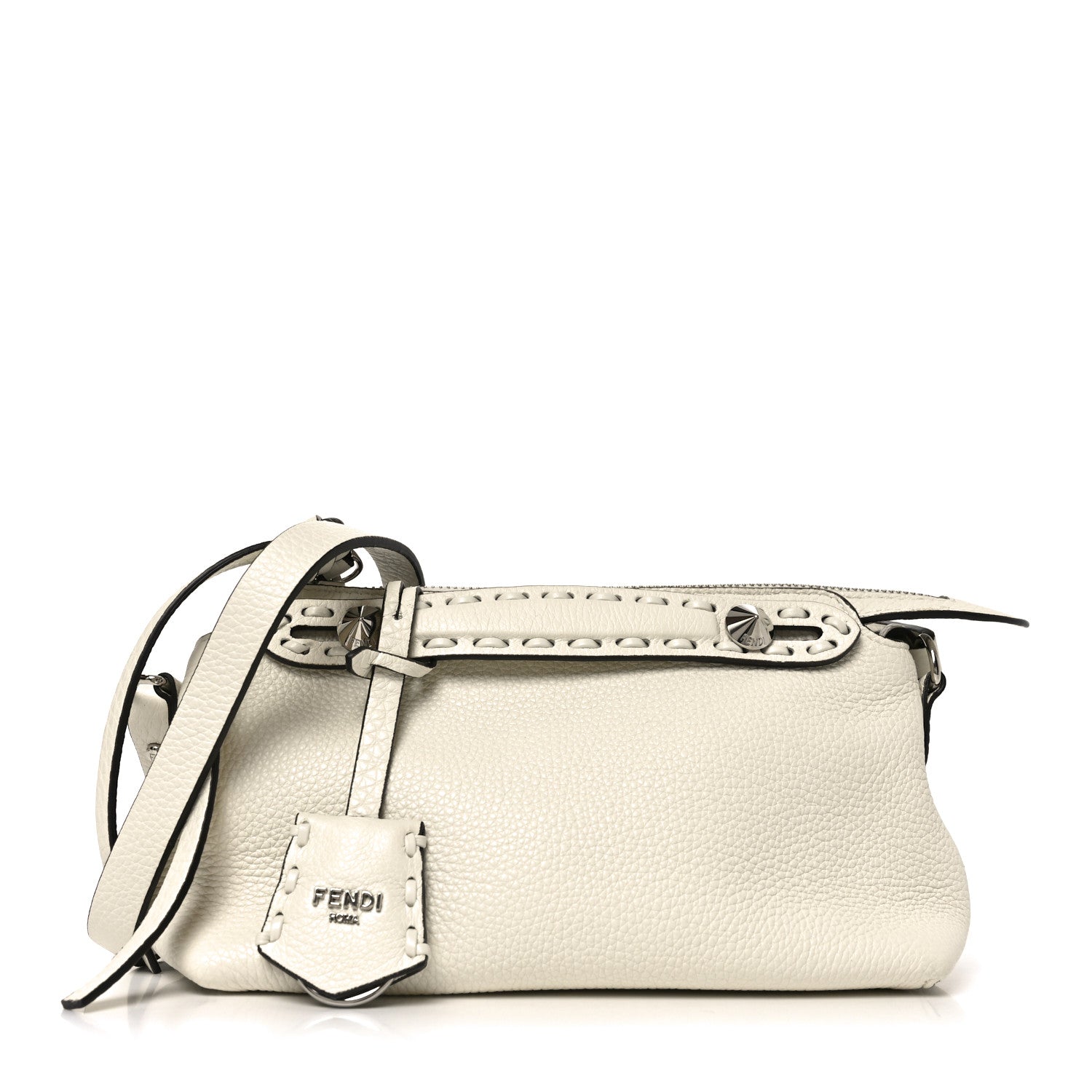 Fendi Cuoio Romano Selleria Sintetica Tape Stitch Mini By The Way Boston Bag White 1 of 8