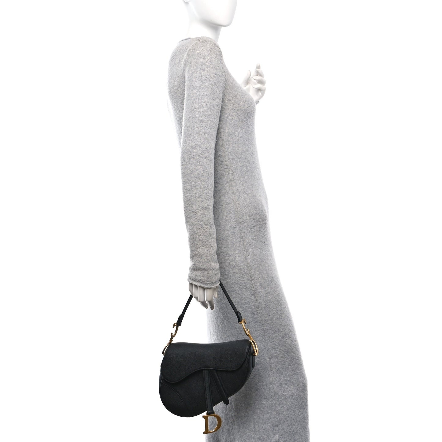 Grained Calfskin Saddle Bag Black